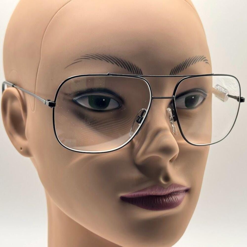 Vintage 90s Safilo Sporting Aviator Black Eyeglass Frames with New Non-RX Lenses